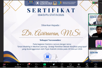 Pojok Statistik Universitas Islam Bandung (Unisba) kembali menunjukkan komitmennya dalam memperkuat literasi statistik di era transformasi digital. Melalui program Statistics Lecture bertajuk “Smart Modeling in Machine Learning: Strategi Pemilihan Metode Klasifikasi yang Tepat”, kegiatan ini digelar secara daring pada Sabtu (28/2/2026).